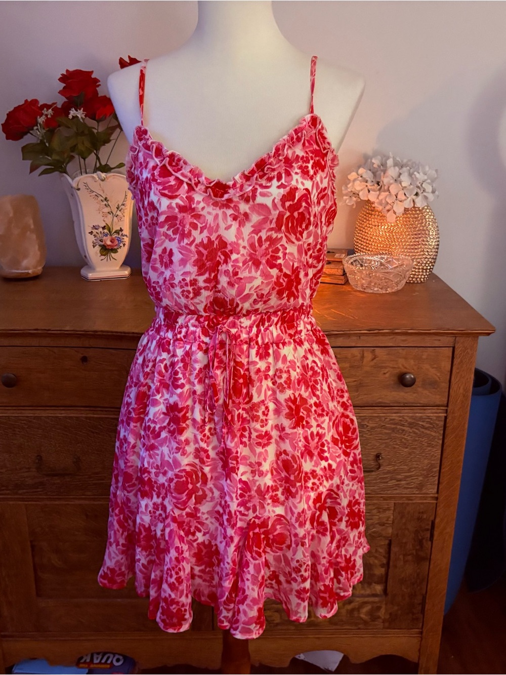 Trixxi pink & White Floral Dress feminine flirty mini adorable small s